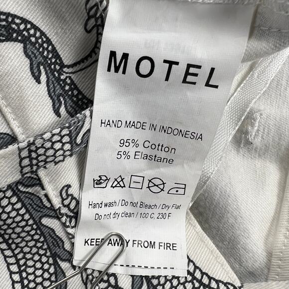 MOTEL Rocks Zoven Trousers Dragon Rope White High Waist 32" Inseam Size M - Picture 11 of 14